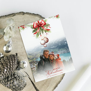 Mistletoe Custom Foto & Naam Christmas Kaart