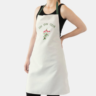Mistletoe de Noël Embrasse le tablier noir Cook