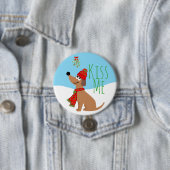 Mistletoe Dog Kisses Large, 3-inch Round Button (In situ)
