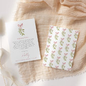 Mistletoe Dusty Rose Bow Bridal Shower Bedankkaart