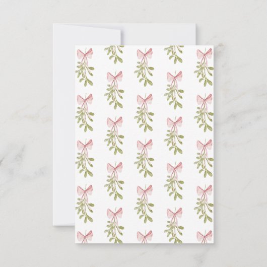 Mistletoe Dusty Rose Bow Bridal Shower Bedankkaart (Achterkant)