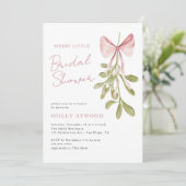 Mistletoe Dusty Rose Bow Bridal Shower Kaart (Staand voorkant)