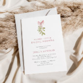 Mistletoe Dusty Rose Bow Bridal Shower Kaart