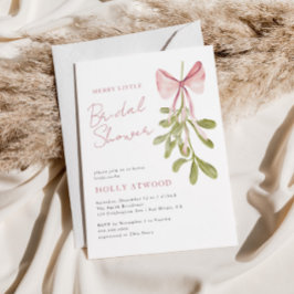 Mistletoe Dusty Rose Bow Bridal Shower Kaart