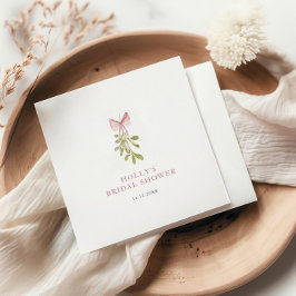 Mistletoe Dusty Rose Bow Bridal Shower Servet