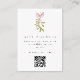 Mistletoe Dusty Rose Bow QR Code Informatiekaartje