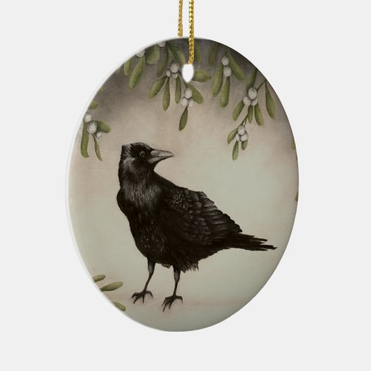Mistletoe en Crow Ceramic Ornament (Rechts)