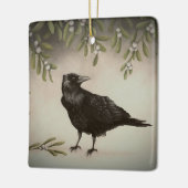 Mistletoe en Crow Keramisch Ornament (Links)