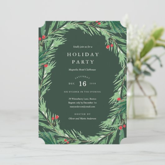Mistletoe en Forêt Vert Fête Invitation (Debout devant)