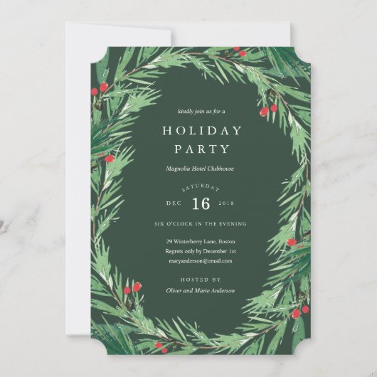 Mistletoe en Forêt Vert Fête Invitation (Devant)