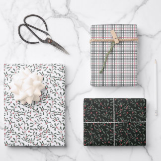 Mistletoe en klassieke plaid chique kerst verpakki inpakpapier vel