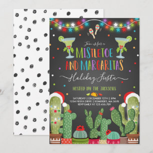 Mistletoe en Margaritas Holiday Party Invitation Kaart