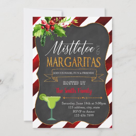 Mistletoe en Margaritas partijuitnodiging Kaart (Voorkant)