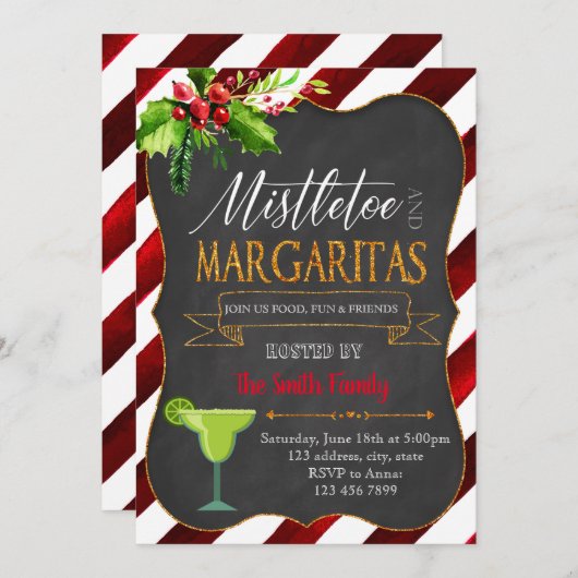 Mistletoe en Margaritas partijuitnodiging Kaart (Voorkant / Achterkant)