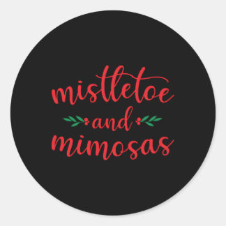 Mistletoe en mimosas mam ronde sticker