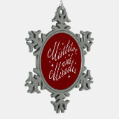 Mistletoe en Mirakels Rood en Wit Tin Sneeuwvlok Ornament (Links)