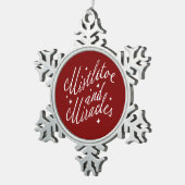 Mistletoe en Mirakels Rood en Wit Tin Sneeuwvlok Ornament (Rechts)