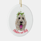 Mistletoe et Holly Golden Doodle Ornement (Droite)