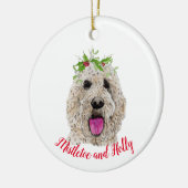 Mistletoe et Holly Golden Doodle Ornement (Gauche)