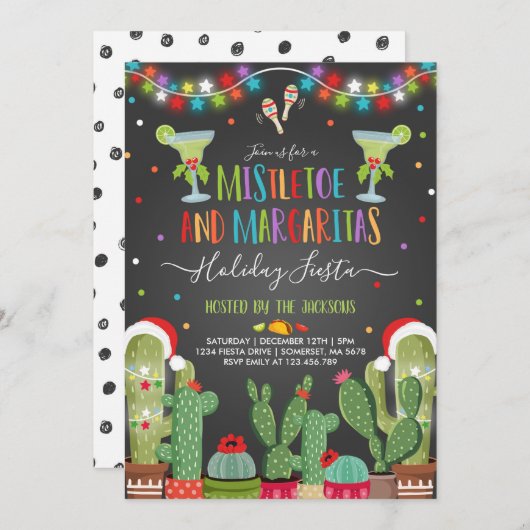 Mistletoe et Margaritas Fête Invitation (Devant / Derrière)