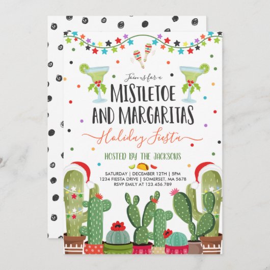 Mistletoe et Margaritas Fête Invitation (Devant / Derrière)