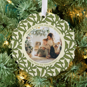 Mistletoe Foto en Tekst Gepersonaliseerde Kerst Ornament Kaart
