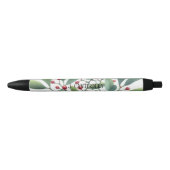 Mistletoe Greenery gepersonaliseerde vakantie Zwarte Inkt Pen (Voorkant)
