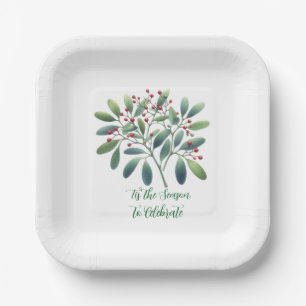 Mistletoe Greenery Simplistic Decor Papieren Bordje