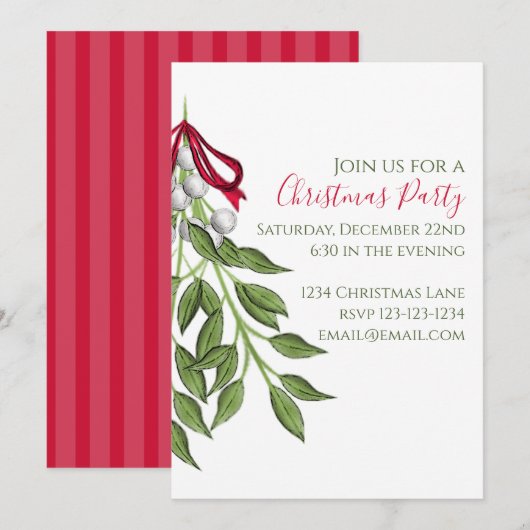 Mistletoe Greenery Whimsical Trendy Holiday Party Kaart (Voorkant / Achterkant)