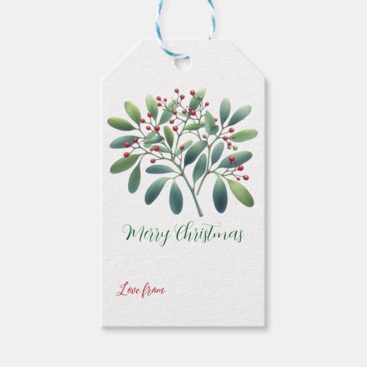Mistletoe Groene Simpele Decoratie Cadeaulabel (Voorkant)