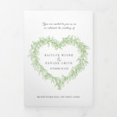 Mistletoe groene witte bruiloft optie RSVP Tri Drieluik Uitnodiging (Cover)