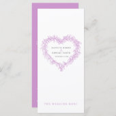 Mistletoe hart paarse witte bruiloft menu's (Voorkant / Achterkant)
