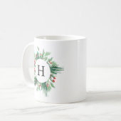 Mistletoe Holiday Monogram Koffiemok (Voorkant links)