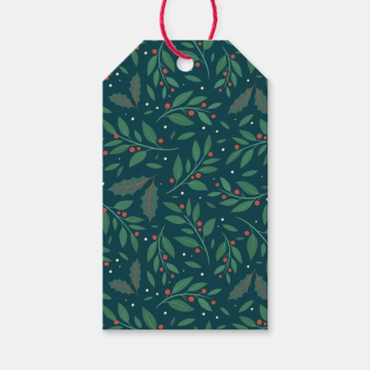 Mistletoe & Holly Charm Gift Label Cadeaulabel (Voorkant)
