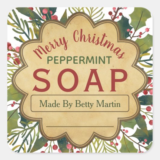 Mistletoe Holly kerstklep Zeap Labels (Voorkant)