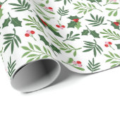 Mistletoe Holly-kerstpatroon Cadeaupapier (Rol Hoek)