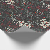 Mistletoe, Holly Leaves, Red Berries Cadeaupapier (Hoek)