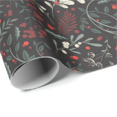 Mistletoe, Holly Leaves, Red Berries Cadeaupapier (Rol Hoek)