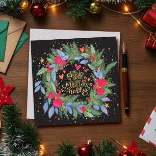 Mistletoe Holly Wreath Inspirivity Vakantie Kaart