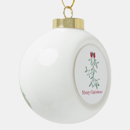 Mistletoe Keramische Bal Ornament (Links)