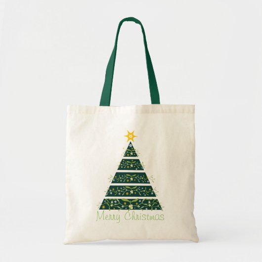 Mistletoe kerstboom Merry Kerstgreen bag Tote Bag (Voorkant)