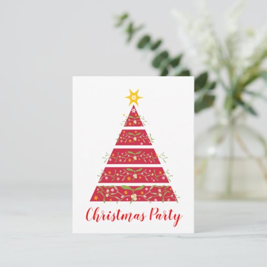 Mistletoe kerstboomfeest uitnodiging rood (Staand voorkant)