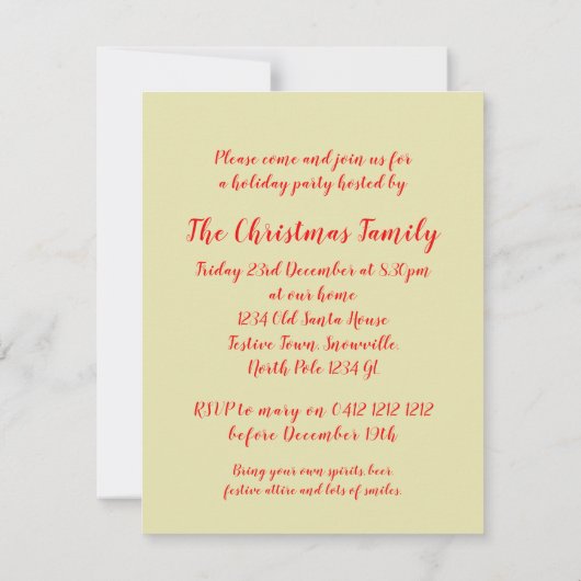 Mistletoe kerstboomfeest uitnodiging rood (Achterkant)