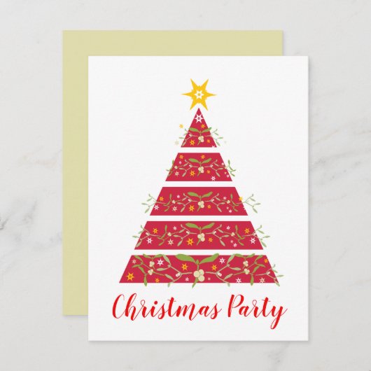 Mistletoe kerstboomfeest uitnodiging rood (Voorkant / Achterkant)