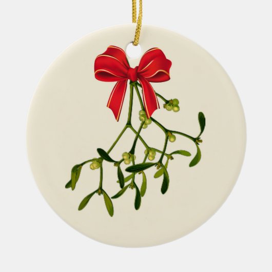Mistletoe Kerstmis Keramisch Ornament (Voorkant)