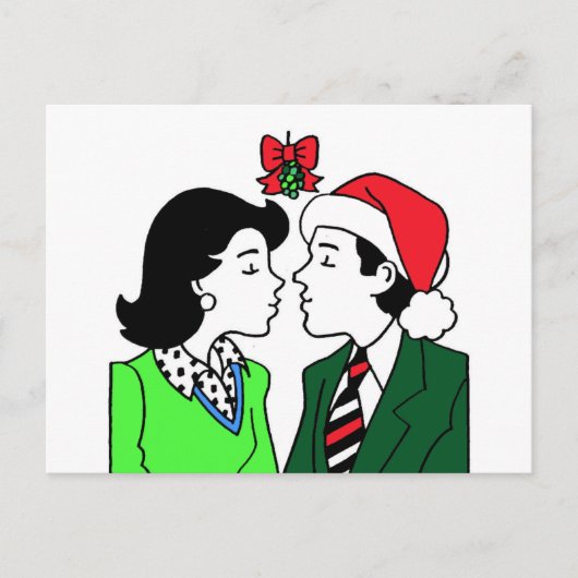Mistletoe Kiss Briefkaarten (Voorkant)