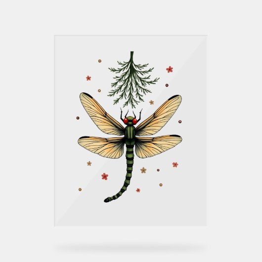 Mistletoe Kiss Dragonfly Acryl Bord (Voorkant)
