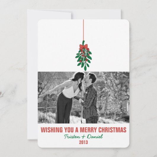 MISTLETOE KISS Flat Holiday Invitation Carte photo (Devant)
