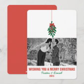 MISTLETOE KISS Flat Holiday Invitation Carte photo (Devant / Derrière)