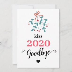 Mistletoe Kiss Vaarwel tot 2020 Do-over Funny Red Feestdagenkaart